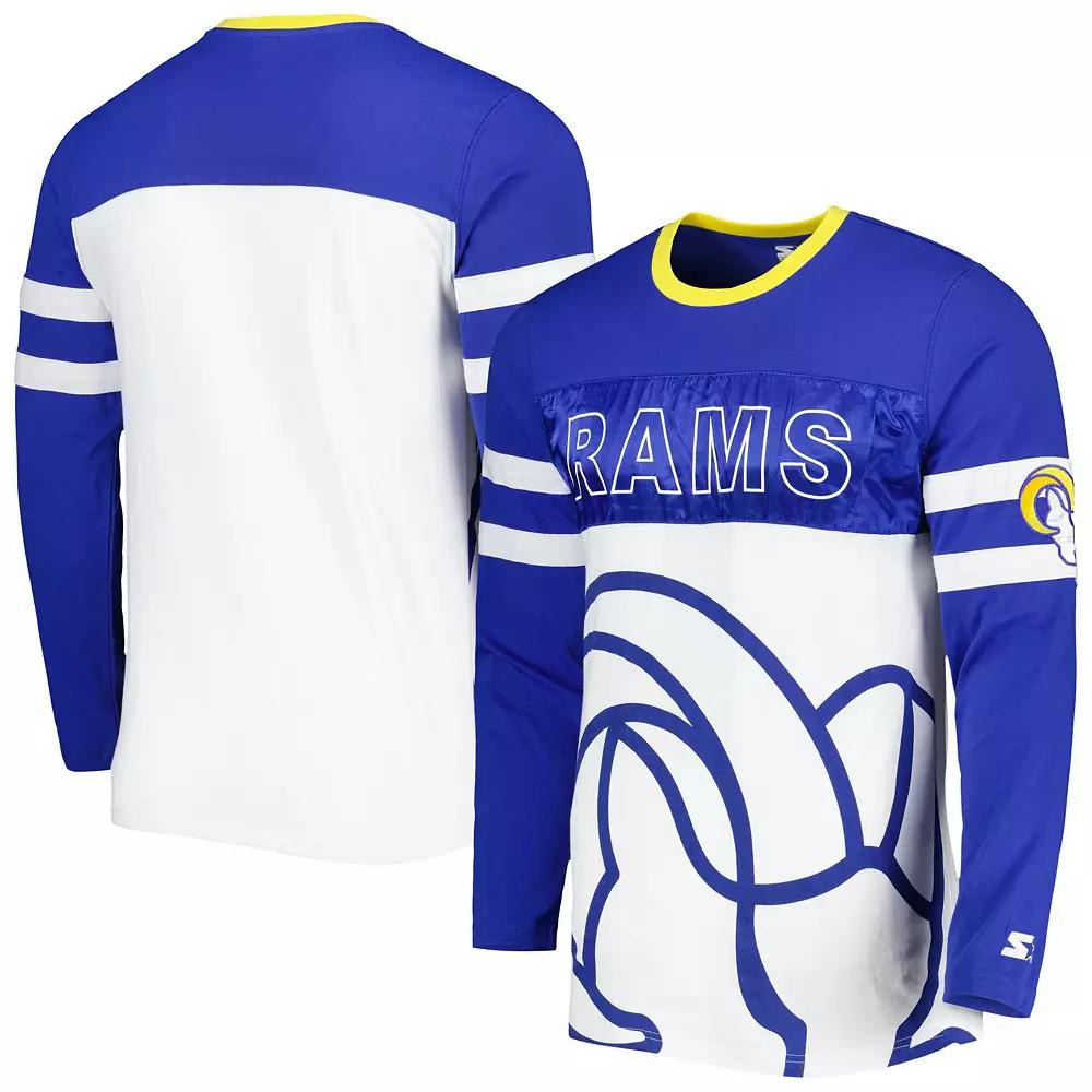 Men's Starter Royal/White Los Angeles Rams Halftime Long Sleeve T-Shirt, Size: Large, Blue Product Image