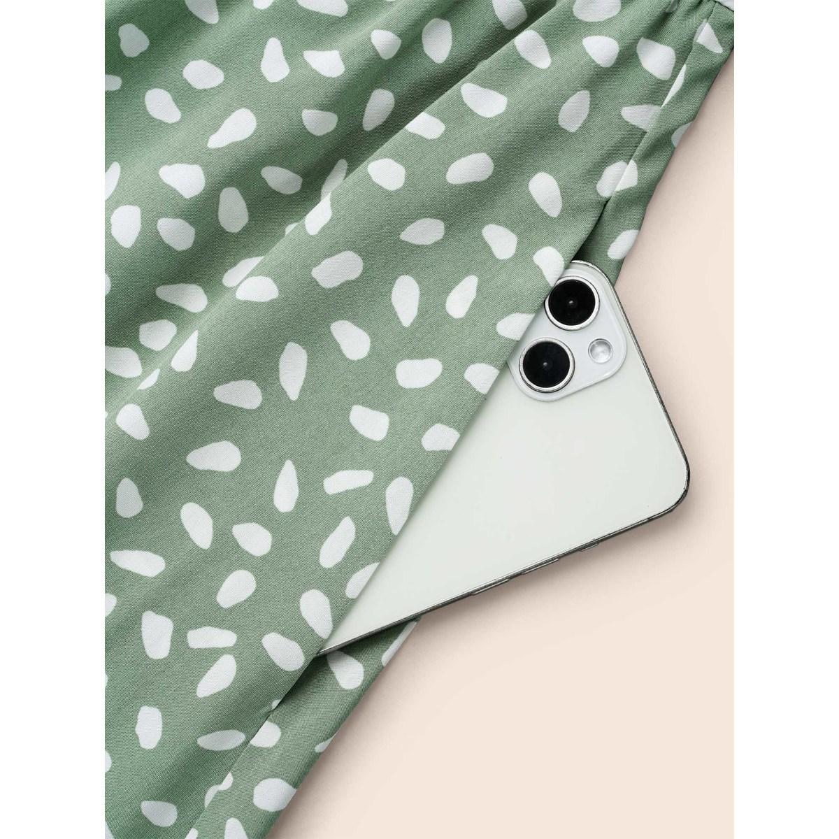 Plus Size Polka Dot Print V-Neck Half Sleeve Midi Dress Greenbean Women Elegant Non V-neck Short sleeve Curvy BloomChic 28/5X Product Image