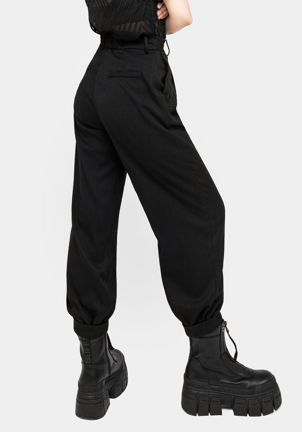 Dianne Embroidered Balloon Trousers - Black Product Image