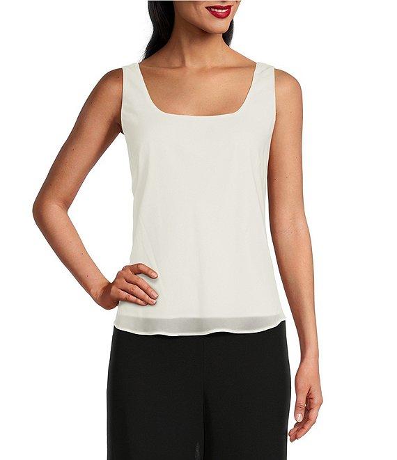 Alex Evenings Chiffon Embroidered Sequin Square Neck Twinset Product Image