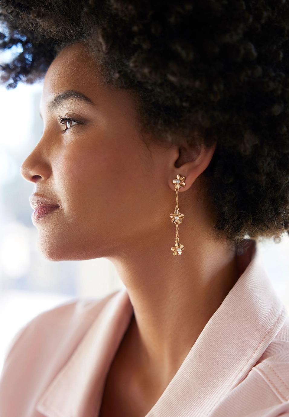 Triple Floral Linear Earrings Product Image