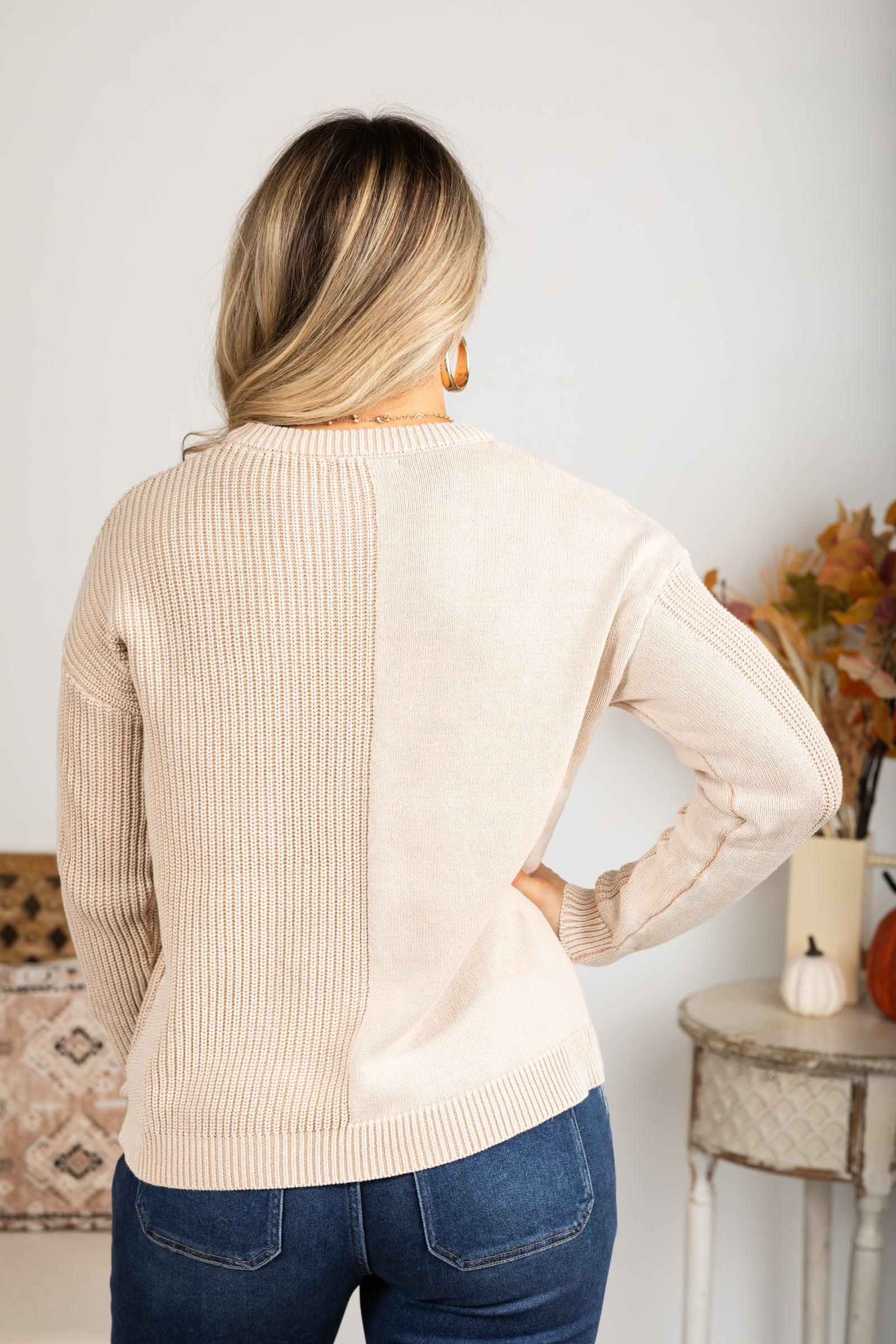 Washed Waffle Knit Sweater With Pocket Product Image