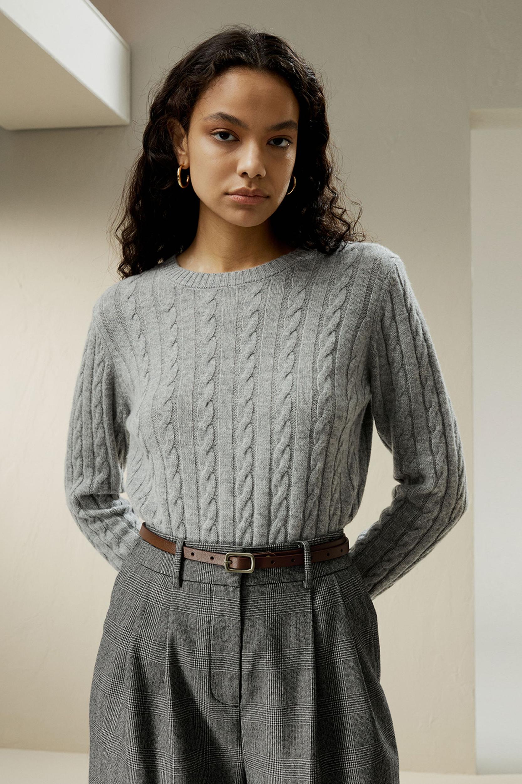 LILYSILK Woolen Pullover - for Women - Camel Cashmere-Wool Blend - Comfortable Ribbed Edges Sweater L Product Image