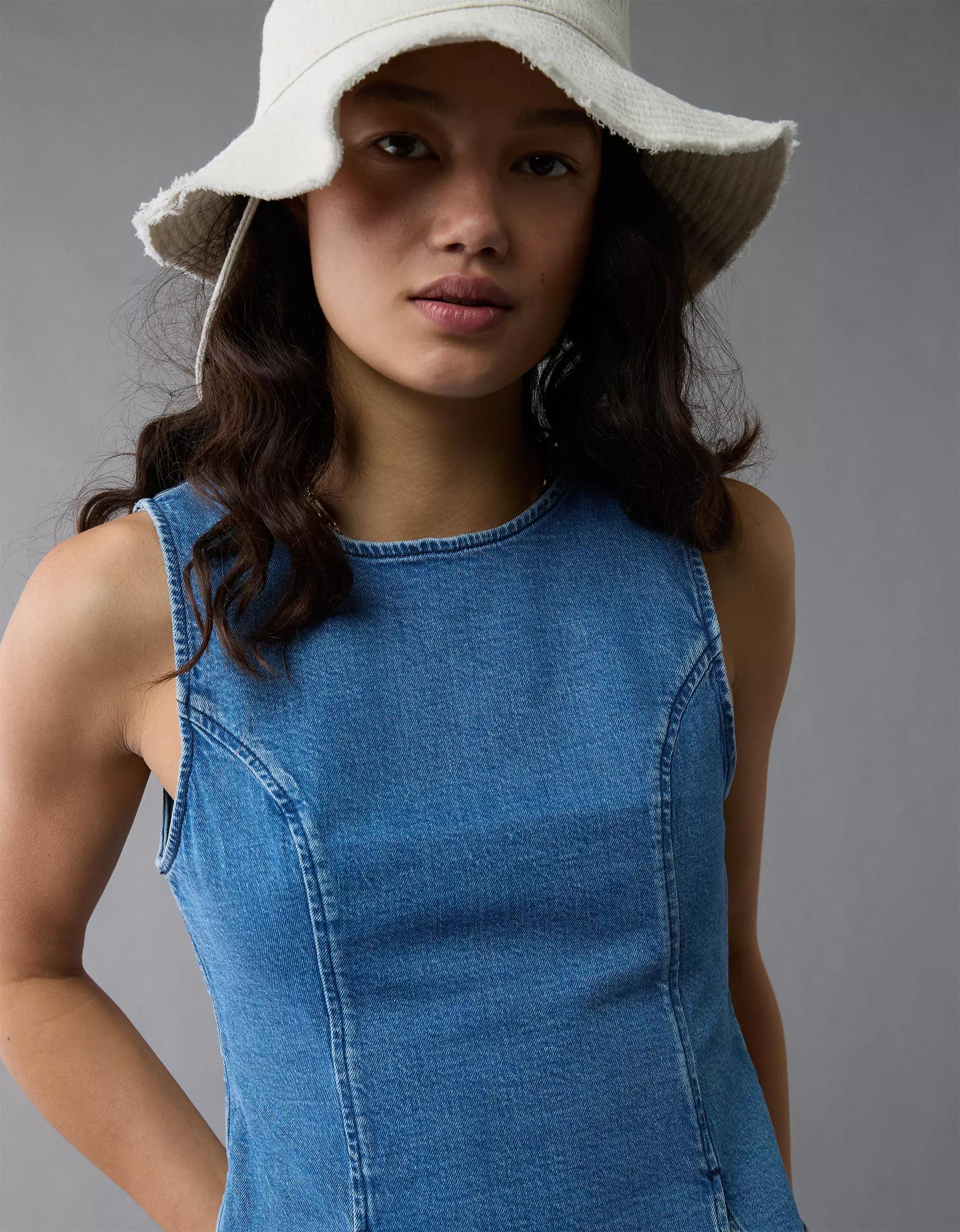 AE High Neck Denim Tank Top Product Image