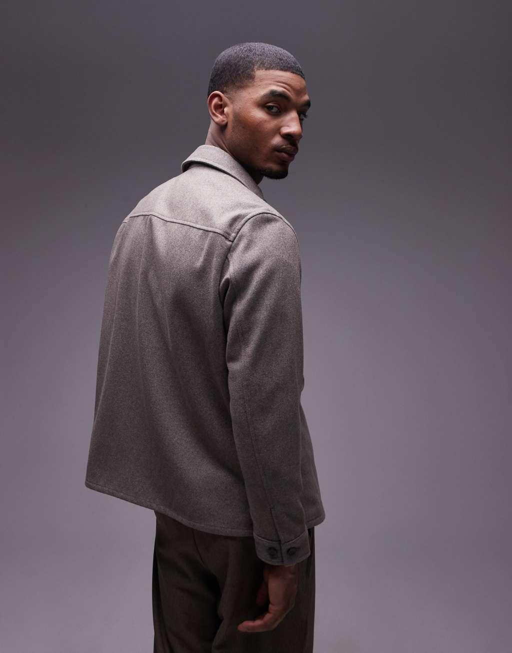 Mango shacket in gray Product Image