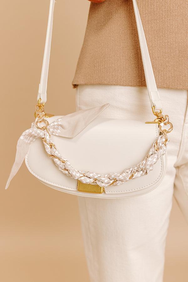 Gold Phone/Purse Chain with a Warm Taupe Houndstooth Scarf Product Image