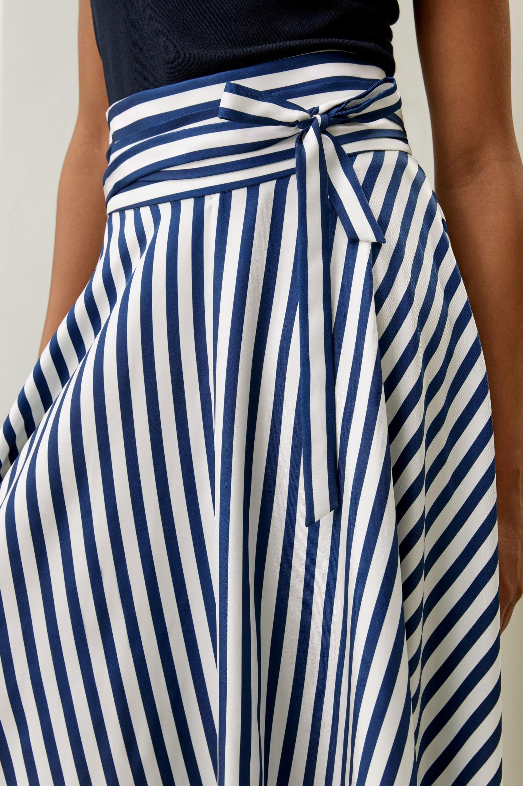 Silk Striped Midi Skirt Product Image