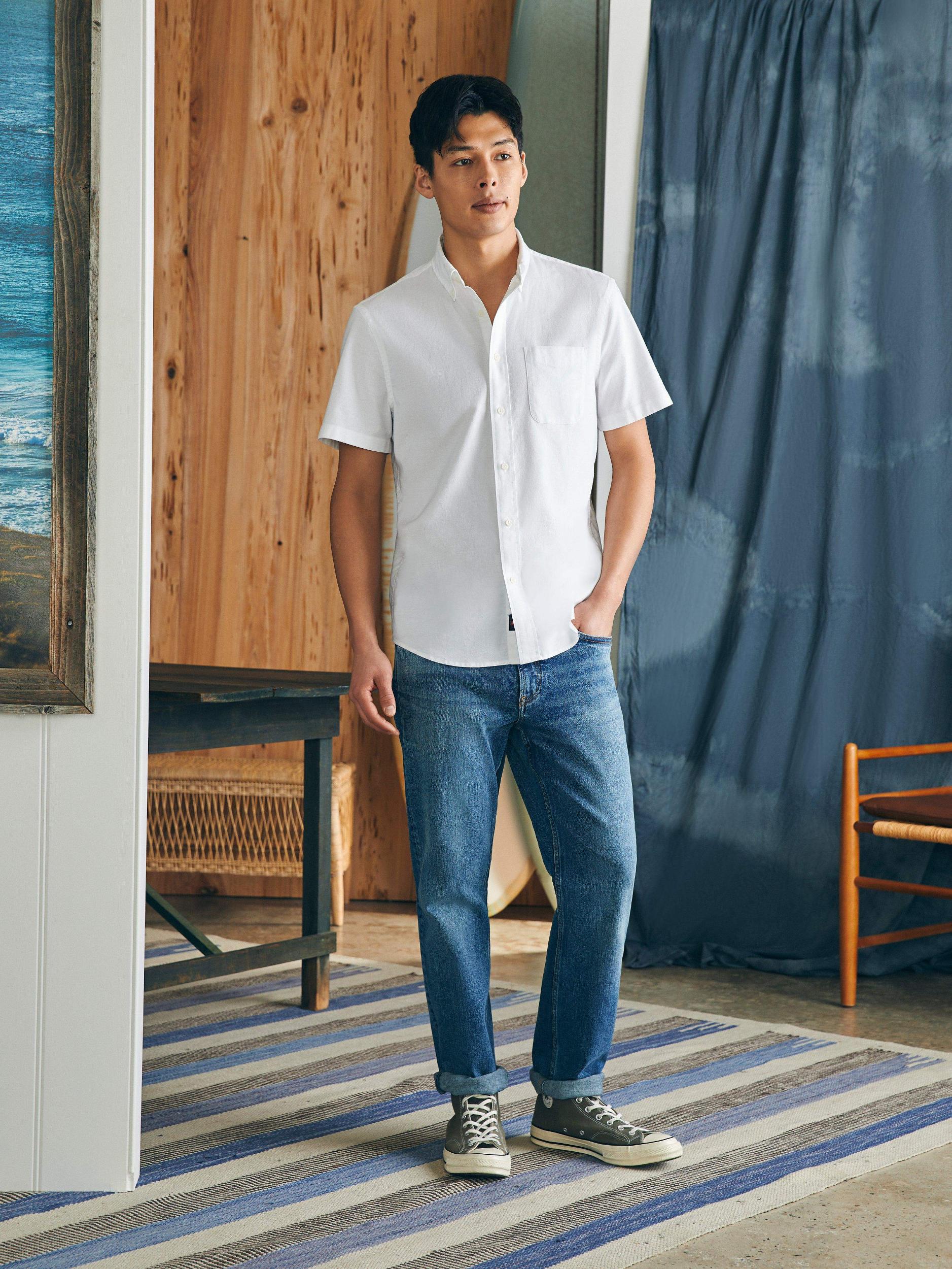 Short-Sleeve Supima Oxford Shirt - Pure White Male Product Image
