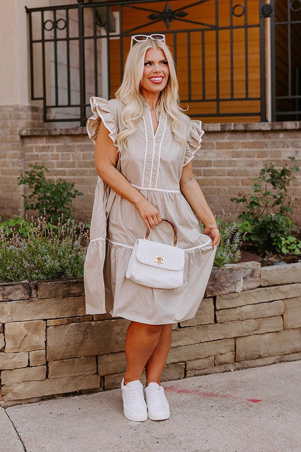 Cue The Charm Mini Dress in Taupe Curves Product Image