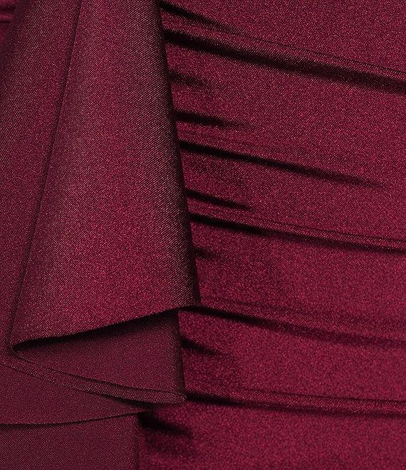 Honey and Rosie Strapless Sweetheart Neck Keyhole Center Ruffle Shirred Front Slit Gown Product Image