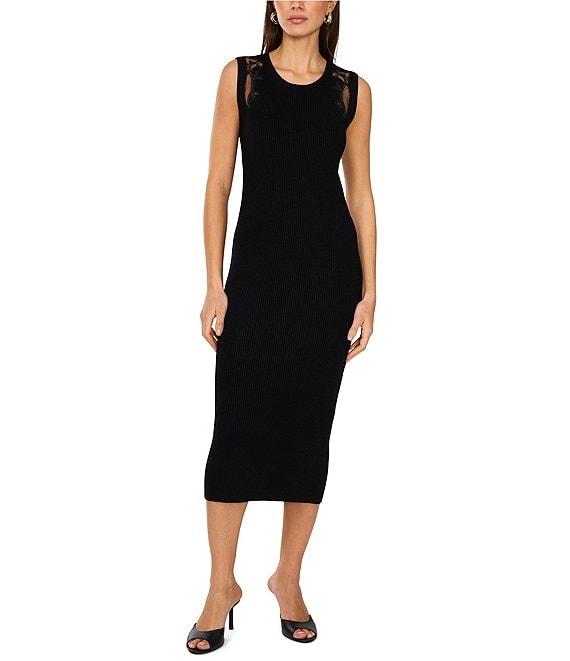 Vince Camuto Ribbed Knit Round Neck Sleeveless Midi Tank Dress Product Image