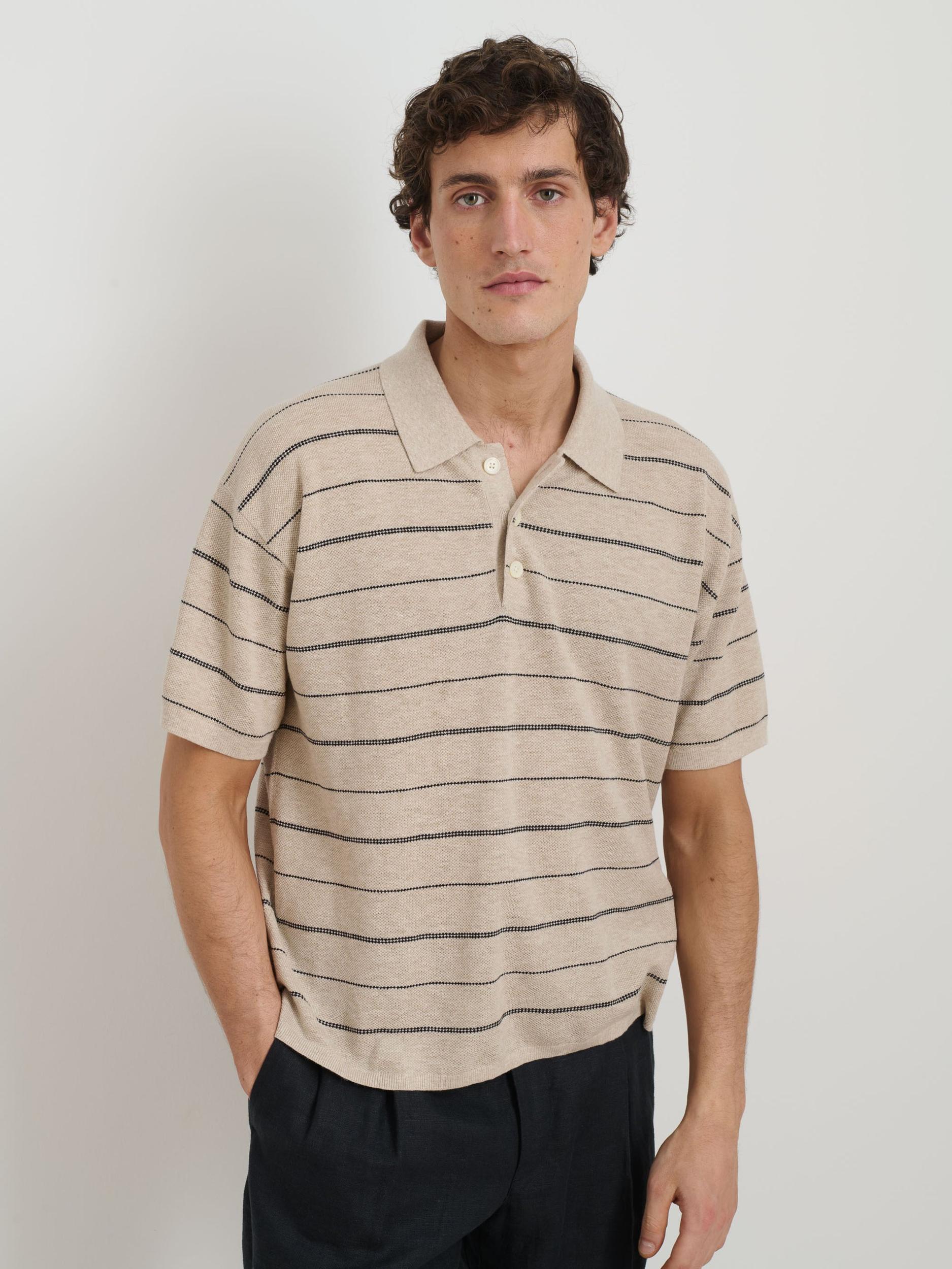 Polo Stripe Sweater in Cotton Linen Product Image
