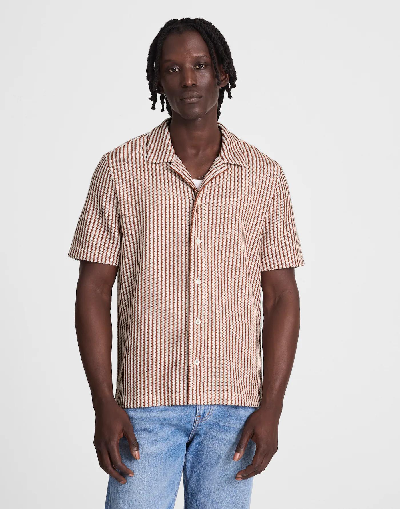 Textured-Knit Short-Sleeve Shirt Product Image