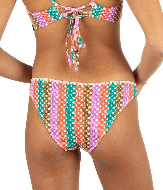 Hurley Stripe Crochet Scrunch Hipster Swim Bottom Product Image