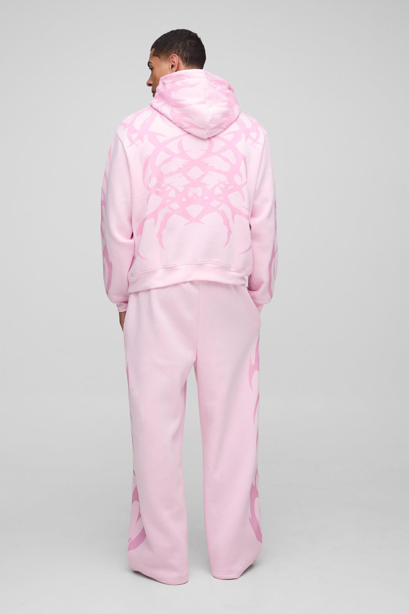 Oversized Boxy All Over Print Wide Leg Hooded Tracksuit | boohooMAN USA Product Image