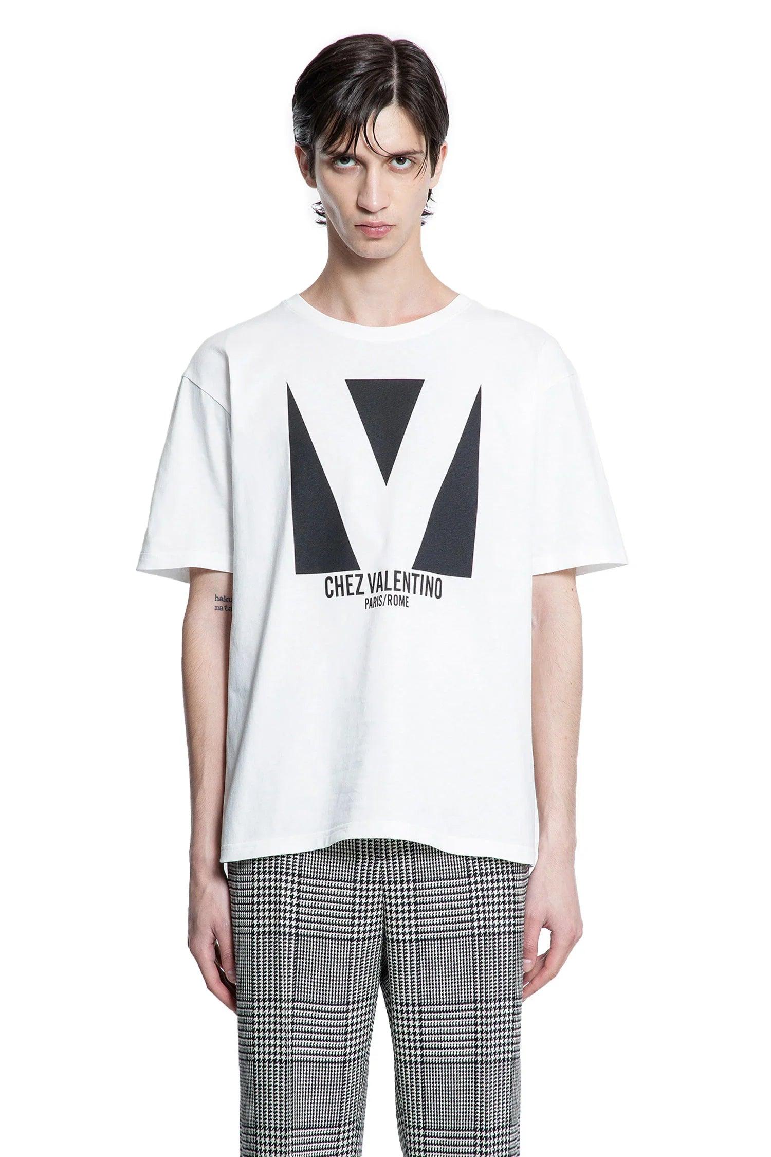 VALENTINO Mens Avorio Logo-print Crew-neck Cotton-jersey T-shirt Product Image