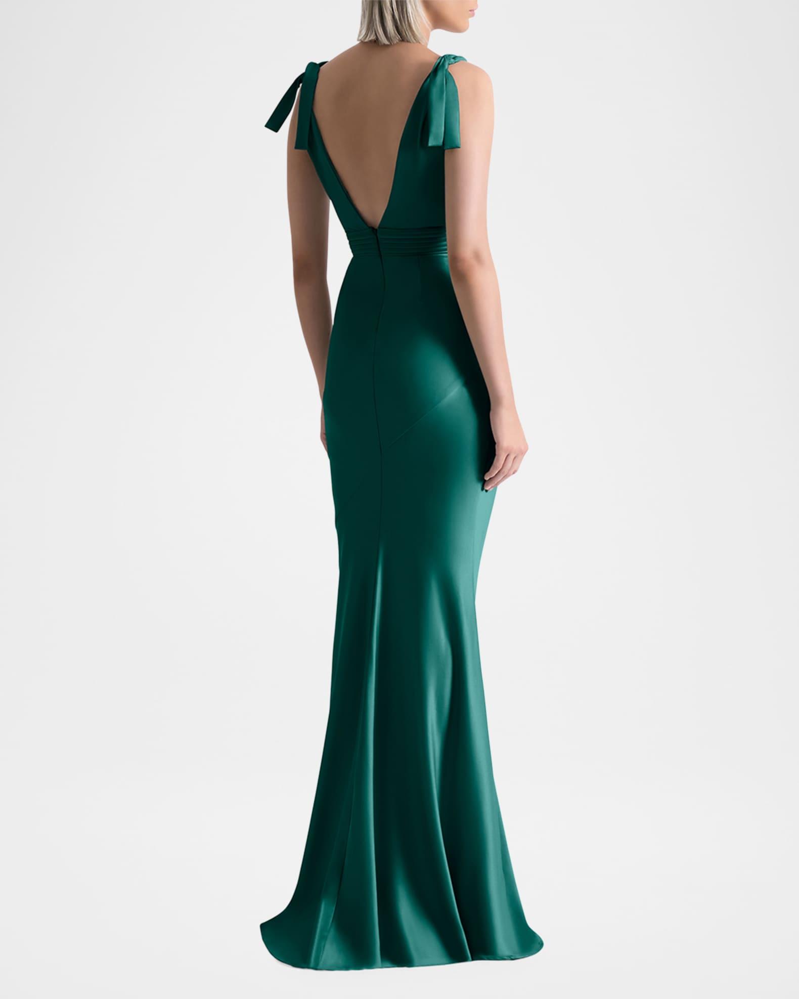 Beloved Deep V-Neck Stretch Satin Gown Product Image