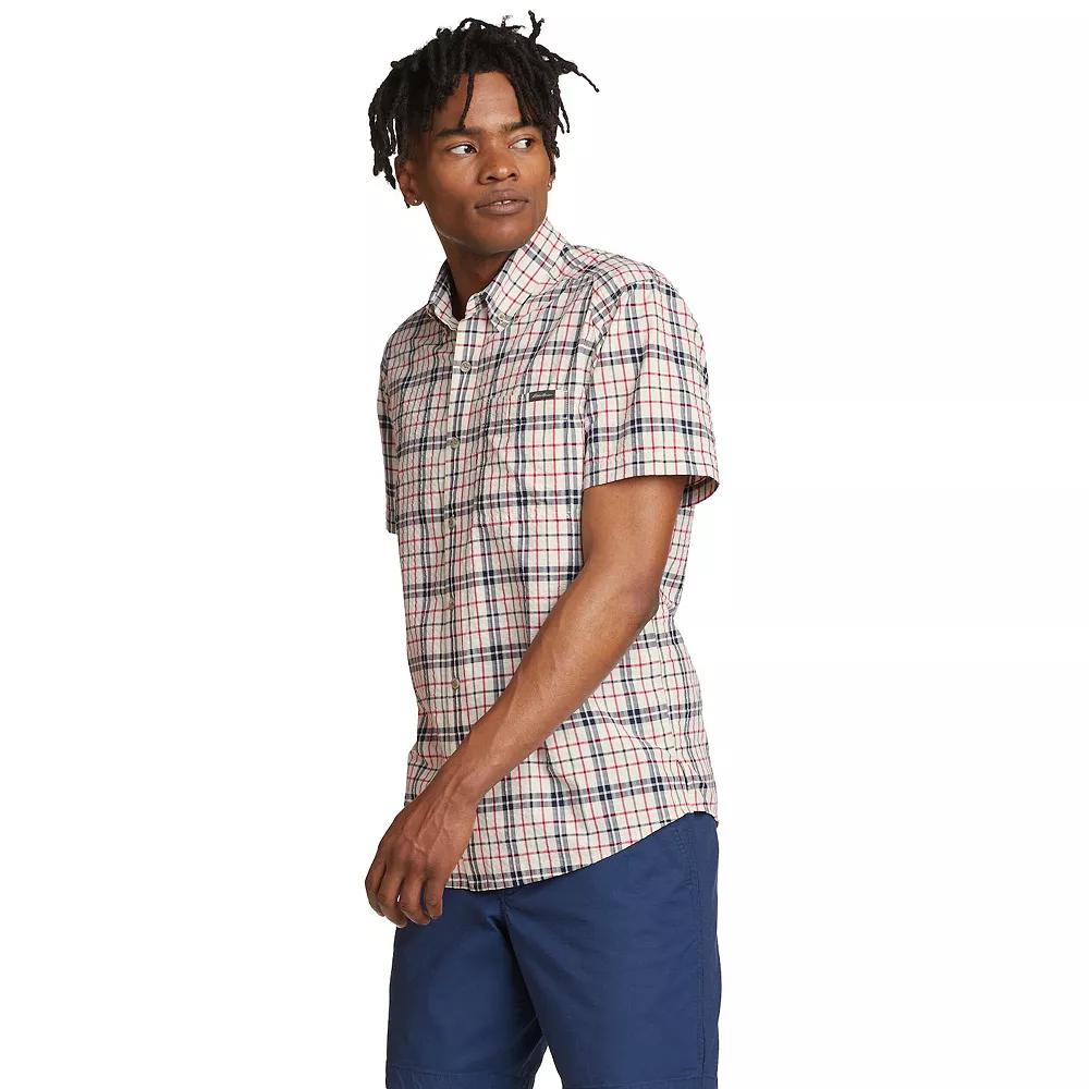 Men's Eddie Bauer UPF 40 Pack-It Seersucker Short Sleeve Button-Down Shirt, Size: Small, Ivory Product Image