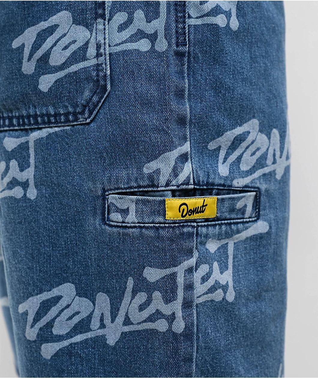 Donut Logo Blue Wash Denim Shorts Product Image