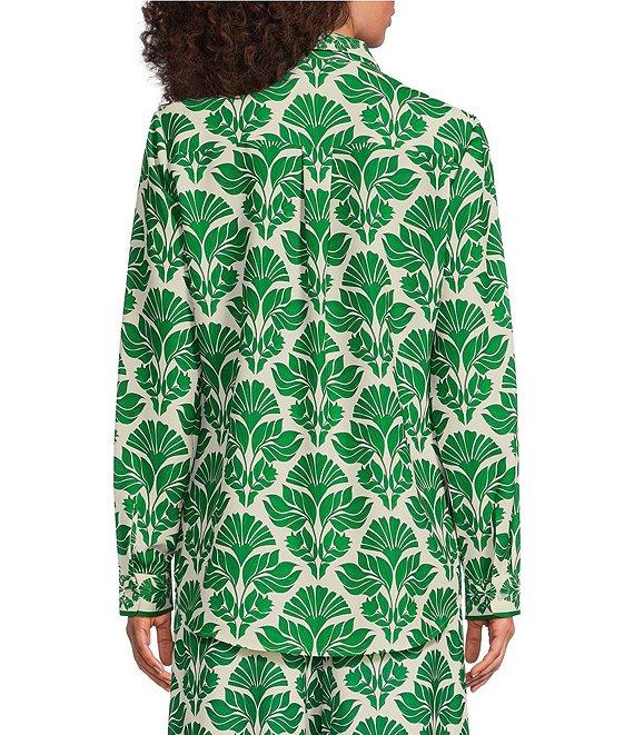 Alex Marie Piper Twill Print Point Collar Long Sleeve Button Front Coordinating Top Product Image