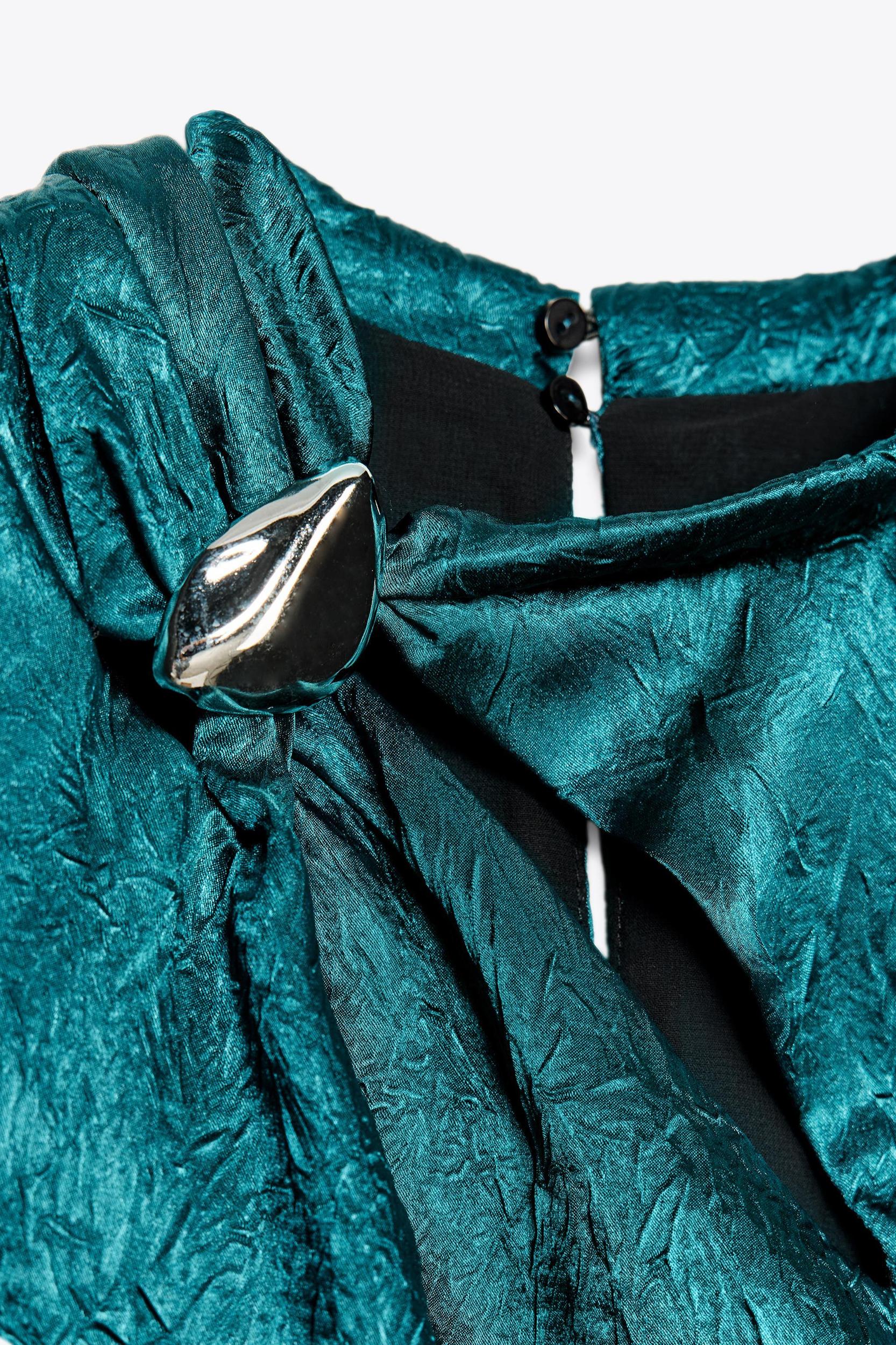 GOLD APPLIQUÉ SATIN MIDI DRESS Product Image