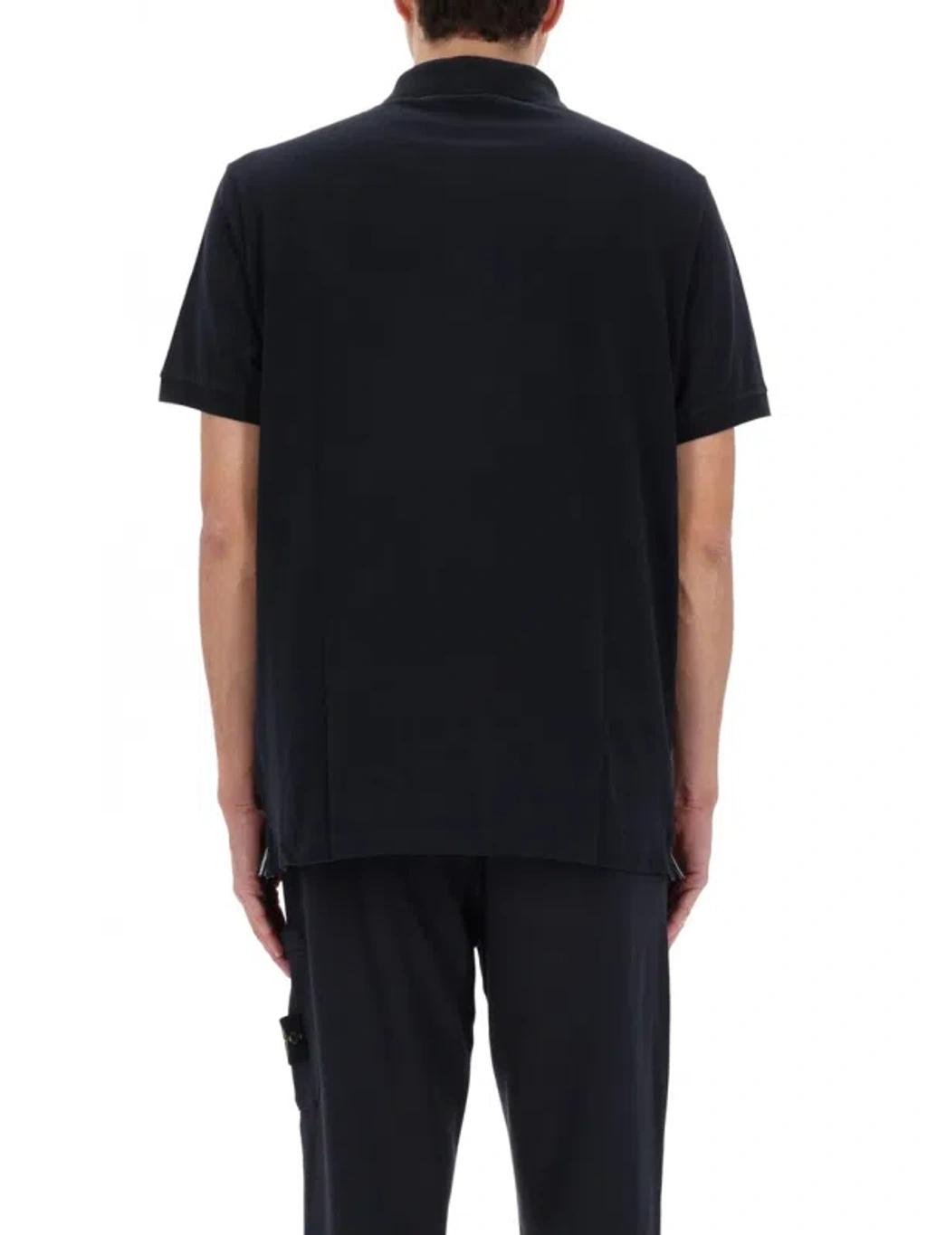 STONE ISLAND Mens Black Brand-patch Regular-fit Stretch-cotton Polo Shirt Xl Product Image