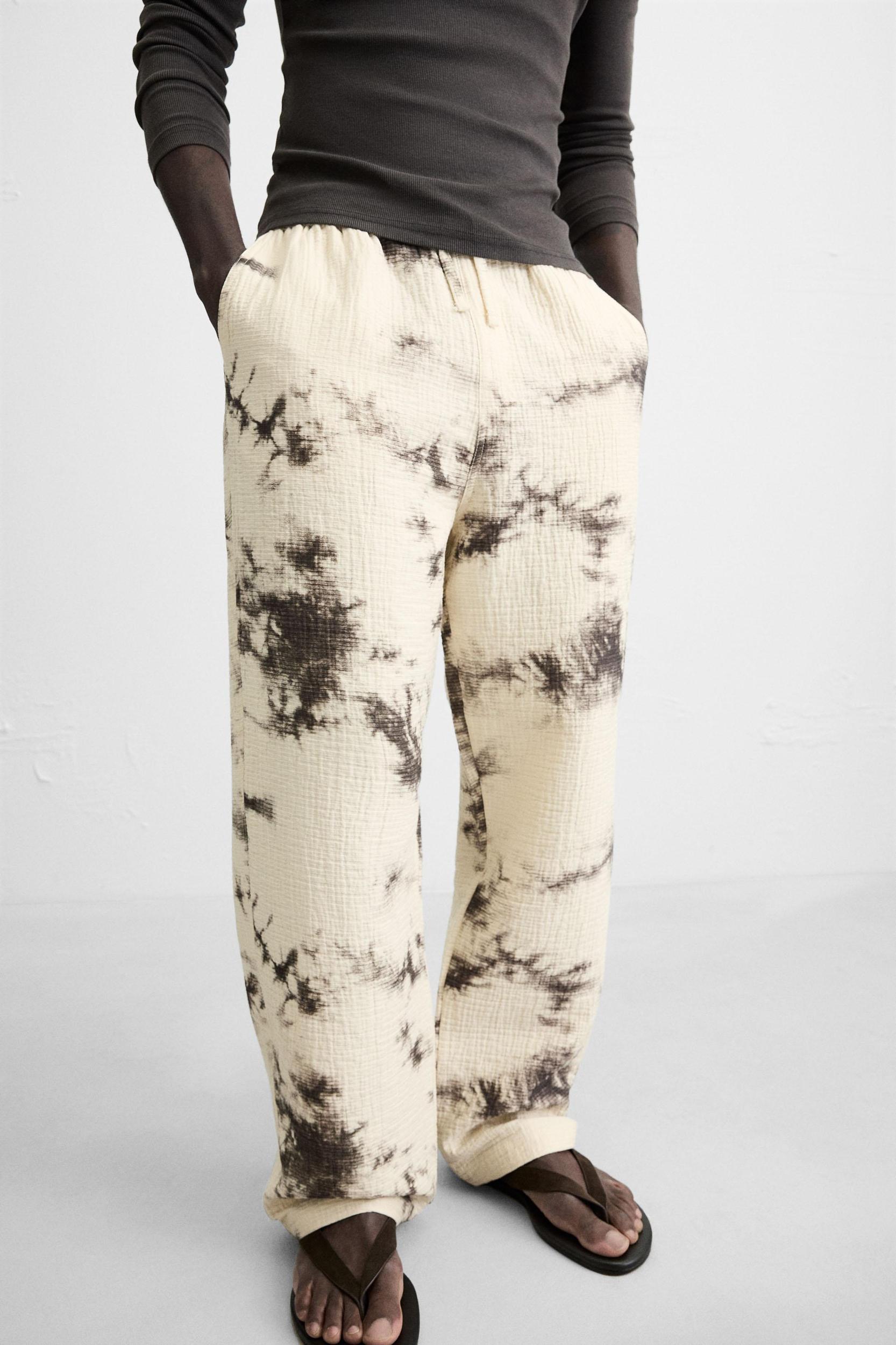 TEXTURED TIE-DYE PRINT PANTS Product Image