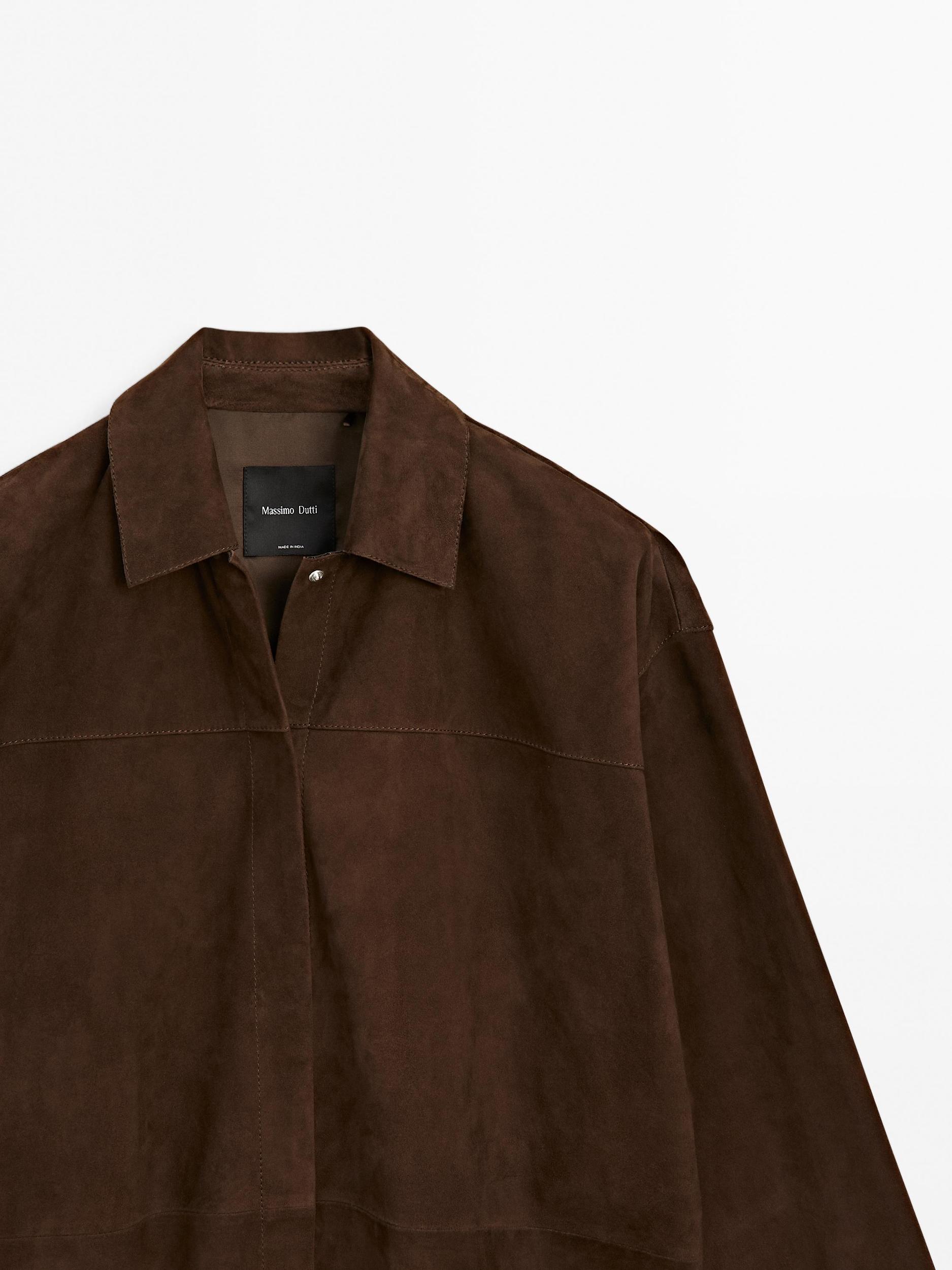 Suede leather overshirt Product Image