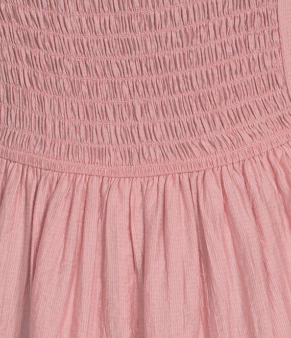 Blu Pepper Square Neck Short Puff Sleeve Tiered A-Line Mini Dress Product Image