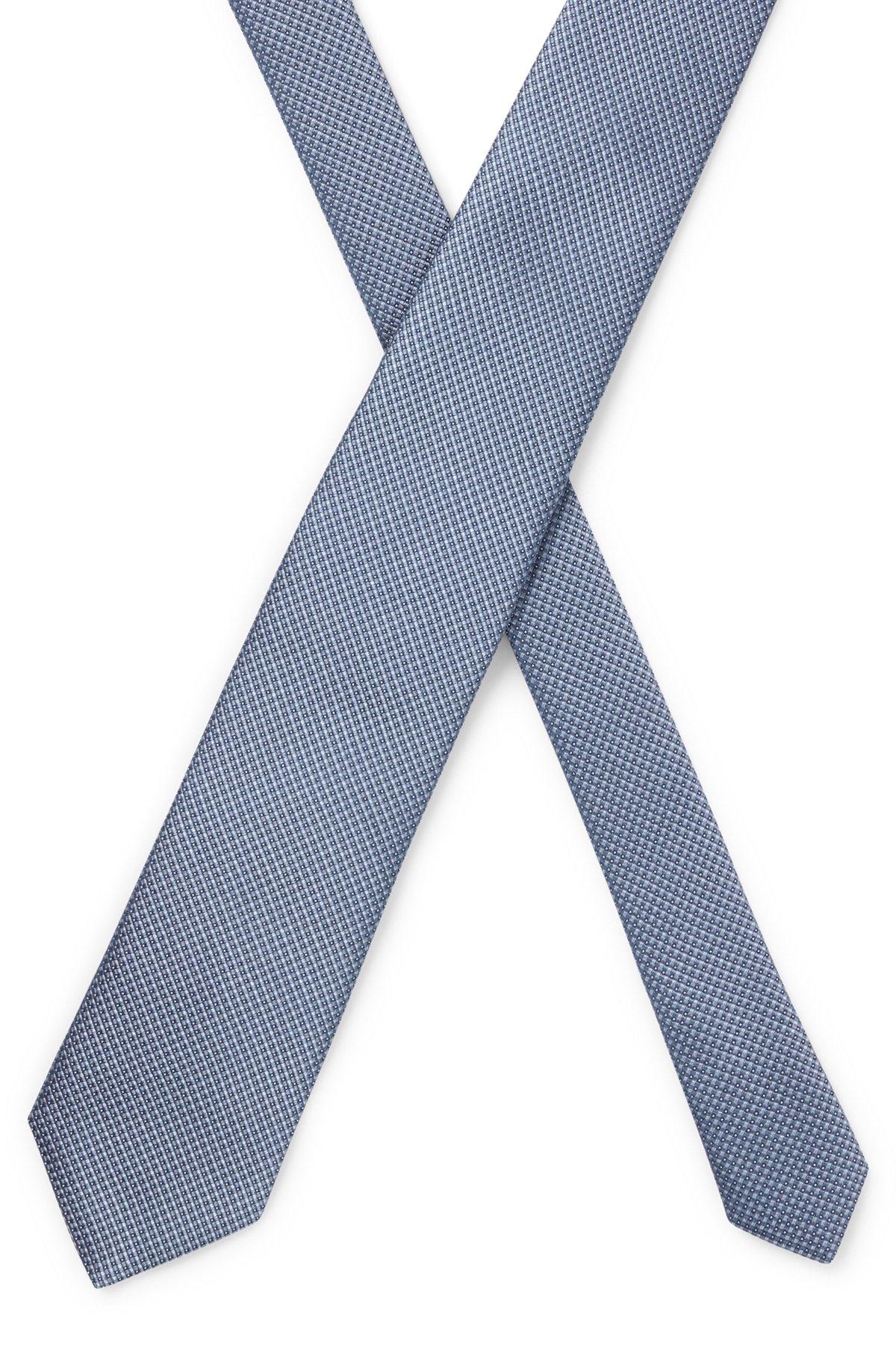 BOSS - Silk-blend tie with jacquard-woven pattern - Light Blue Product Image
