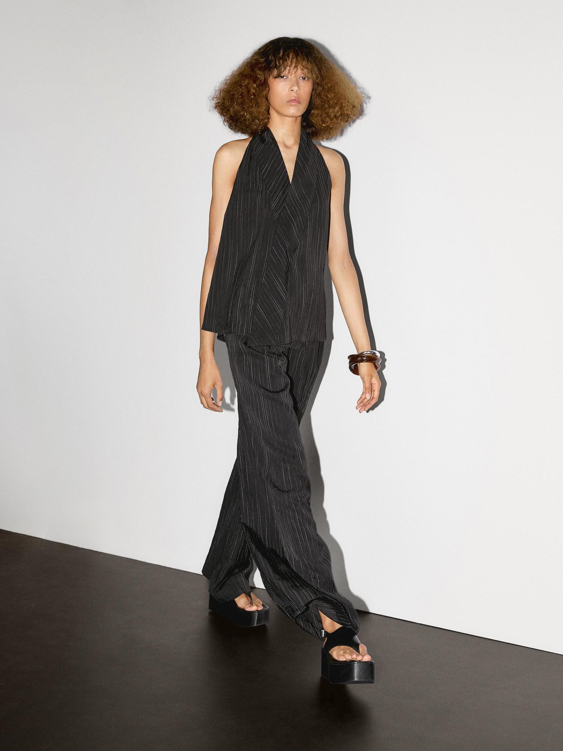 Halter top with stripe print detail Product Image