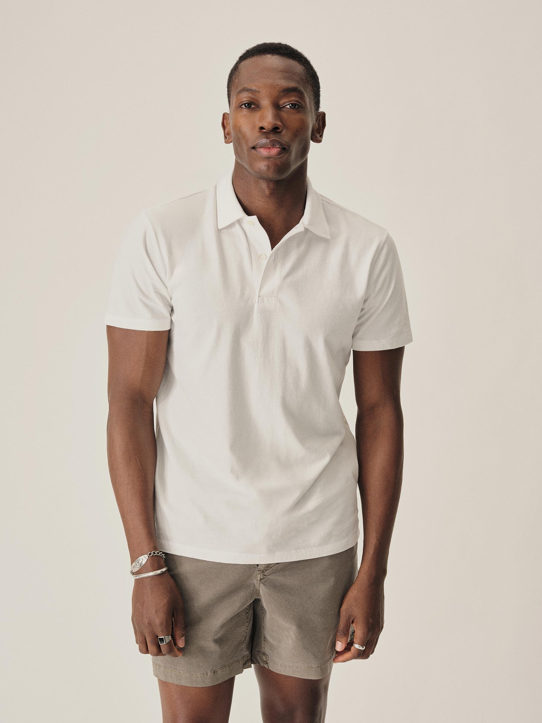 White Sueded Cotton Polo Product Image