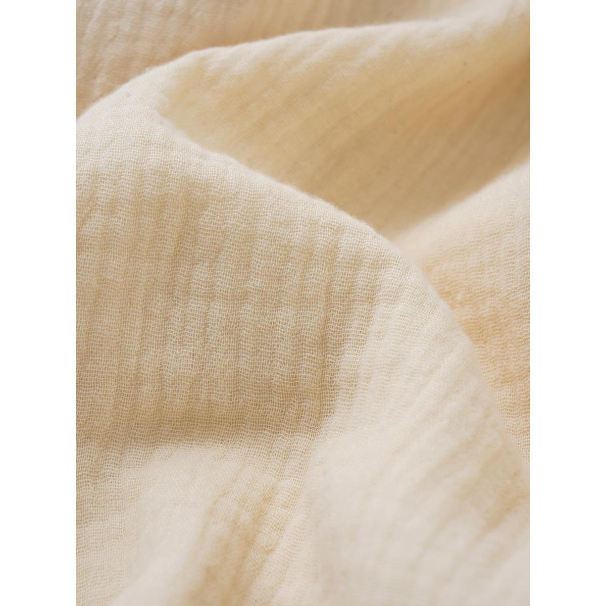 Plus Size Boho Print Patchwork Elastic Waist Texture Dress Apricot Women Resort Non V-neck Long Sleeve Curvy Knee Dress BloomChic 10/M Product Image