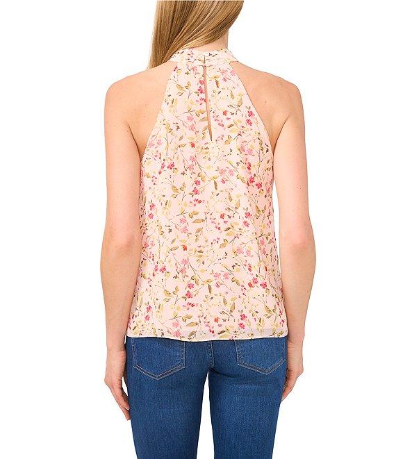 CeCe Floral Print Halter Neck Sleeveless Tank Product Image