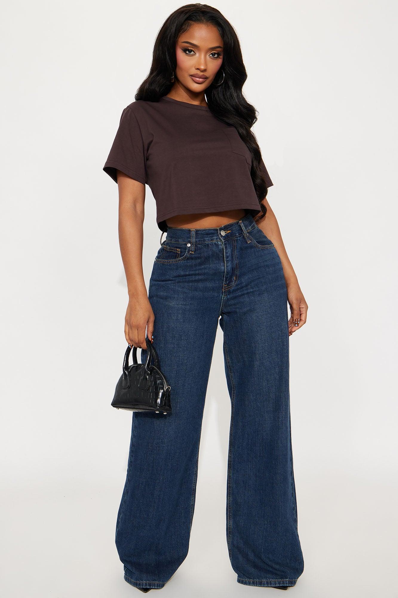 Elisa Relaxed Crop Tee - Chocolate Female Product Image