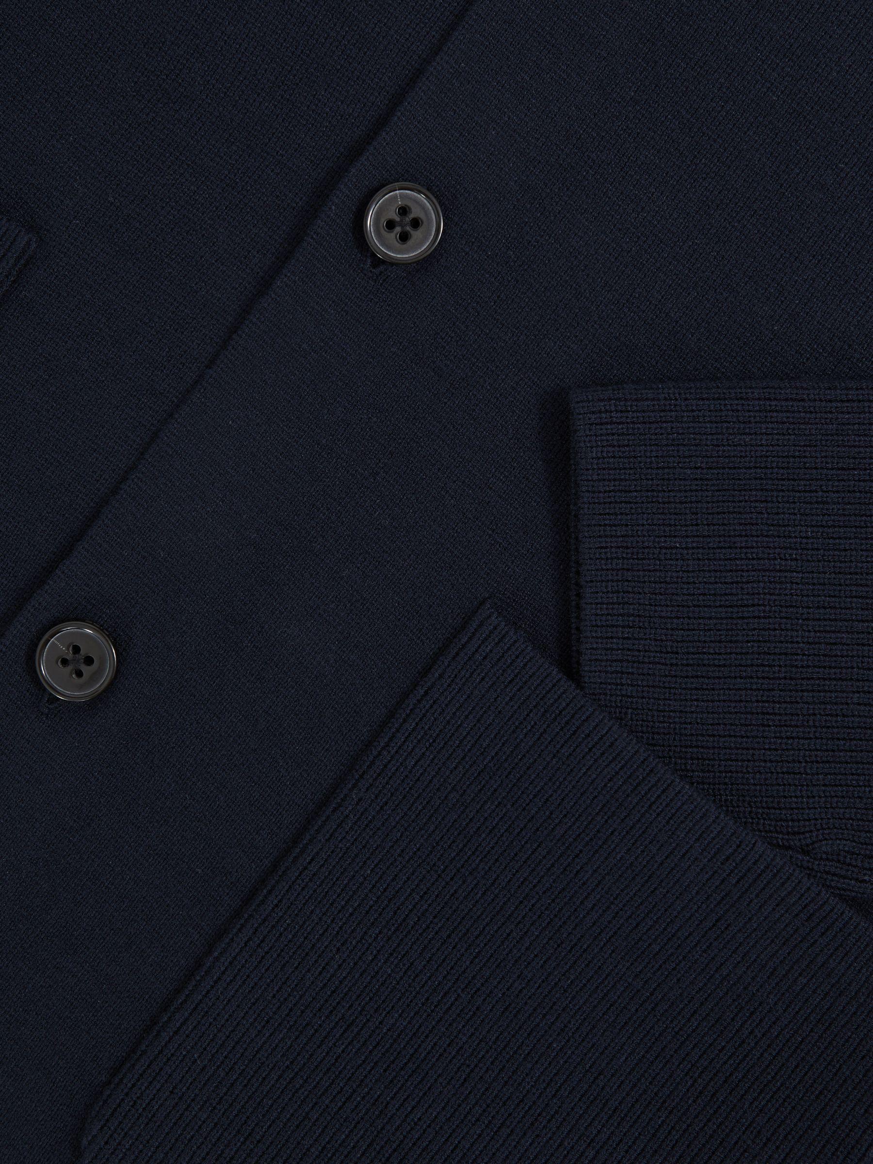 Button-Through Ribbed-Sleeve Shirt in Navy Blue Product Image