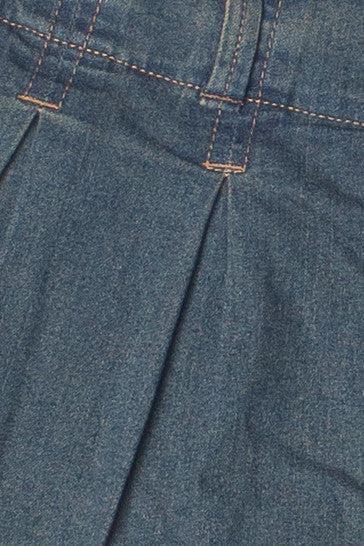 Low Rise Denim Pleated Mini Skort Product Image