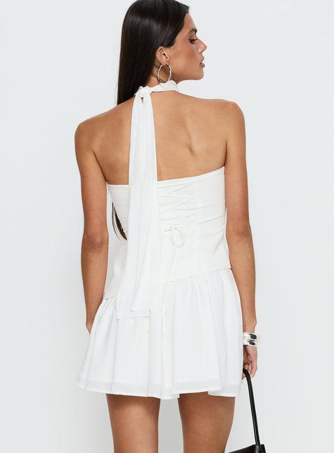 Odela Strapless Drop Waist Mini Dress White Product Image