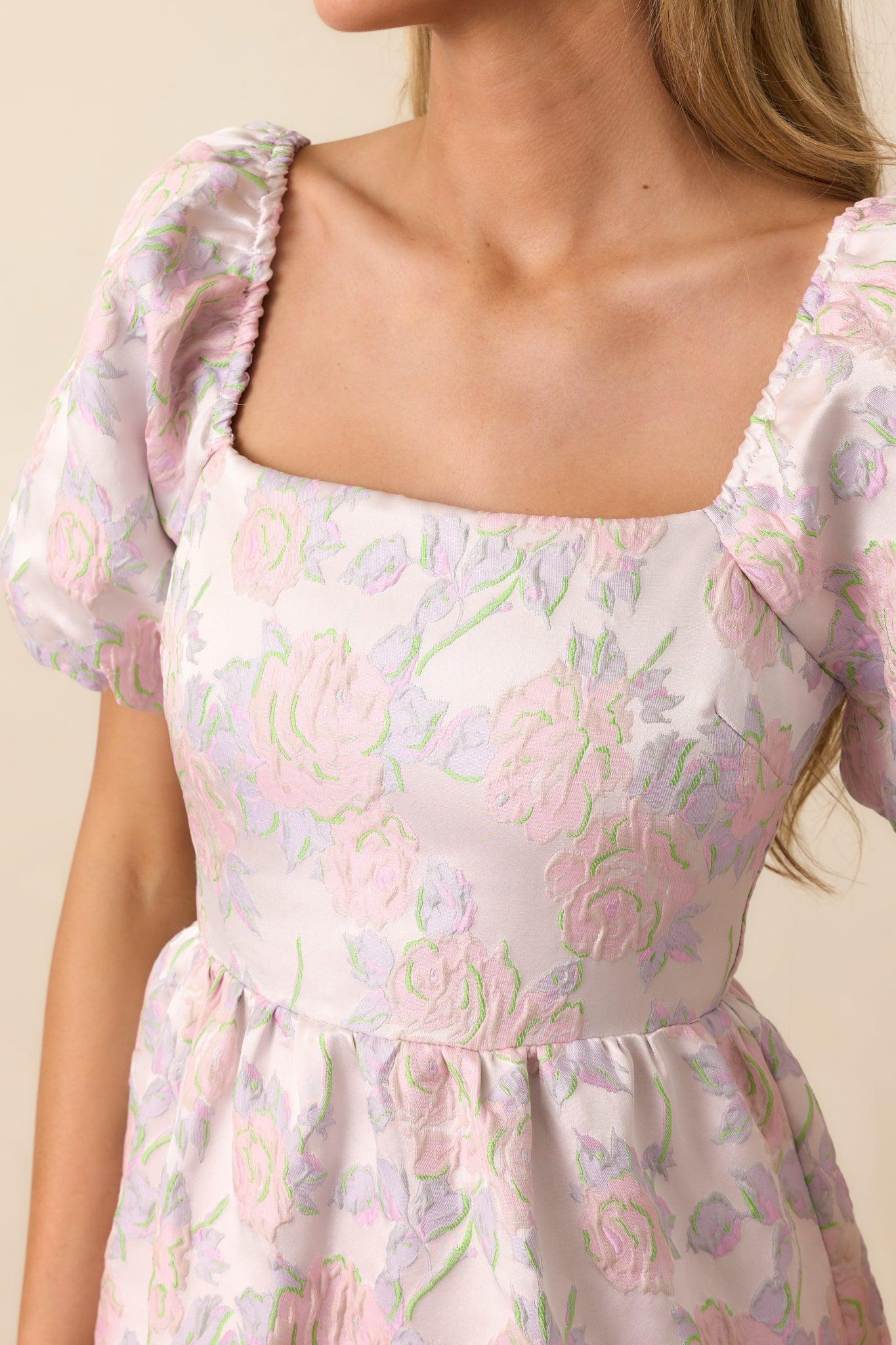 Once Upon A Time Lavender Floral Jacquard Mini Dress Product Image