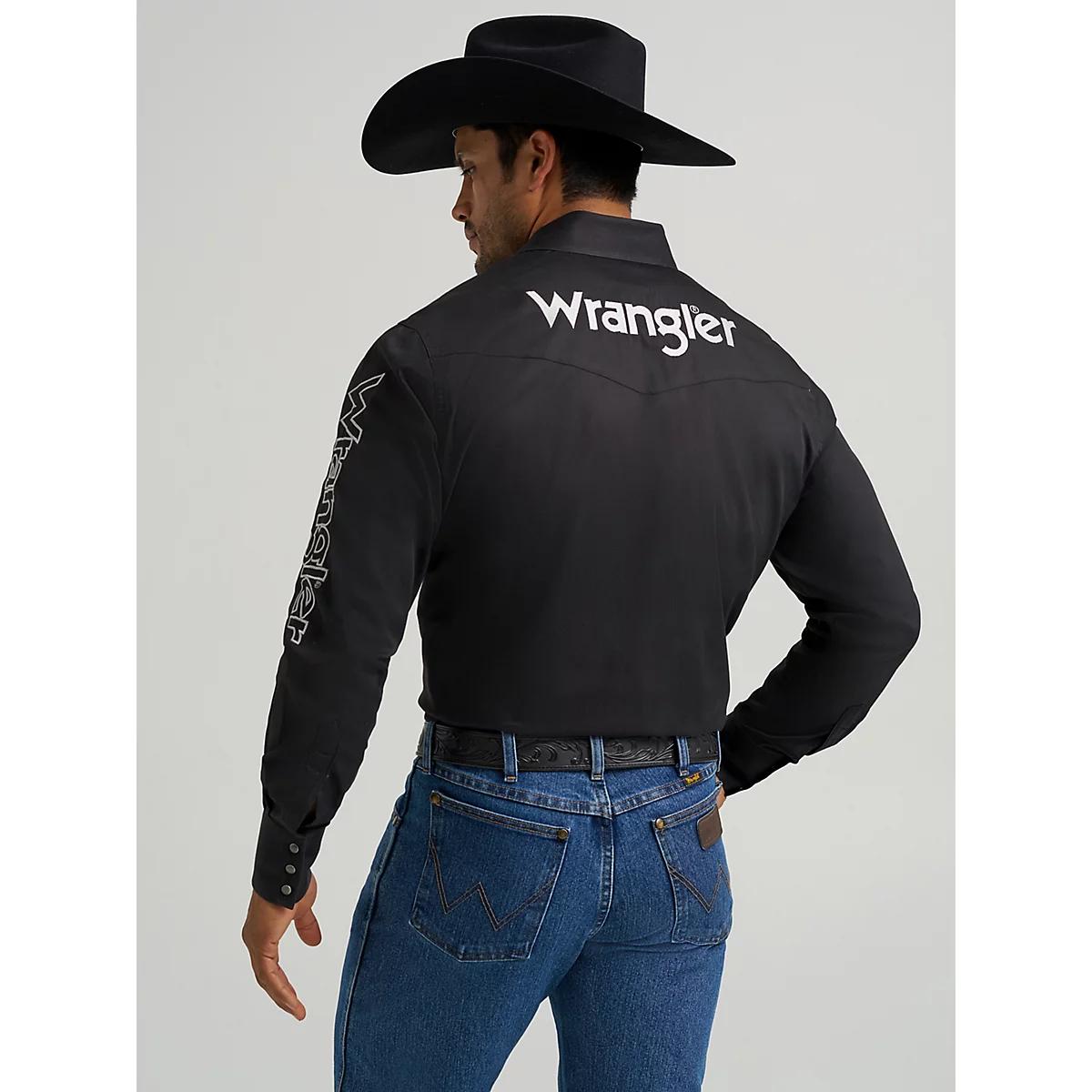 Men's Wrangler® Logo Long Sleeve Western Snap Shirt Product Image