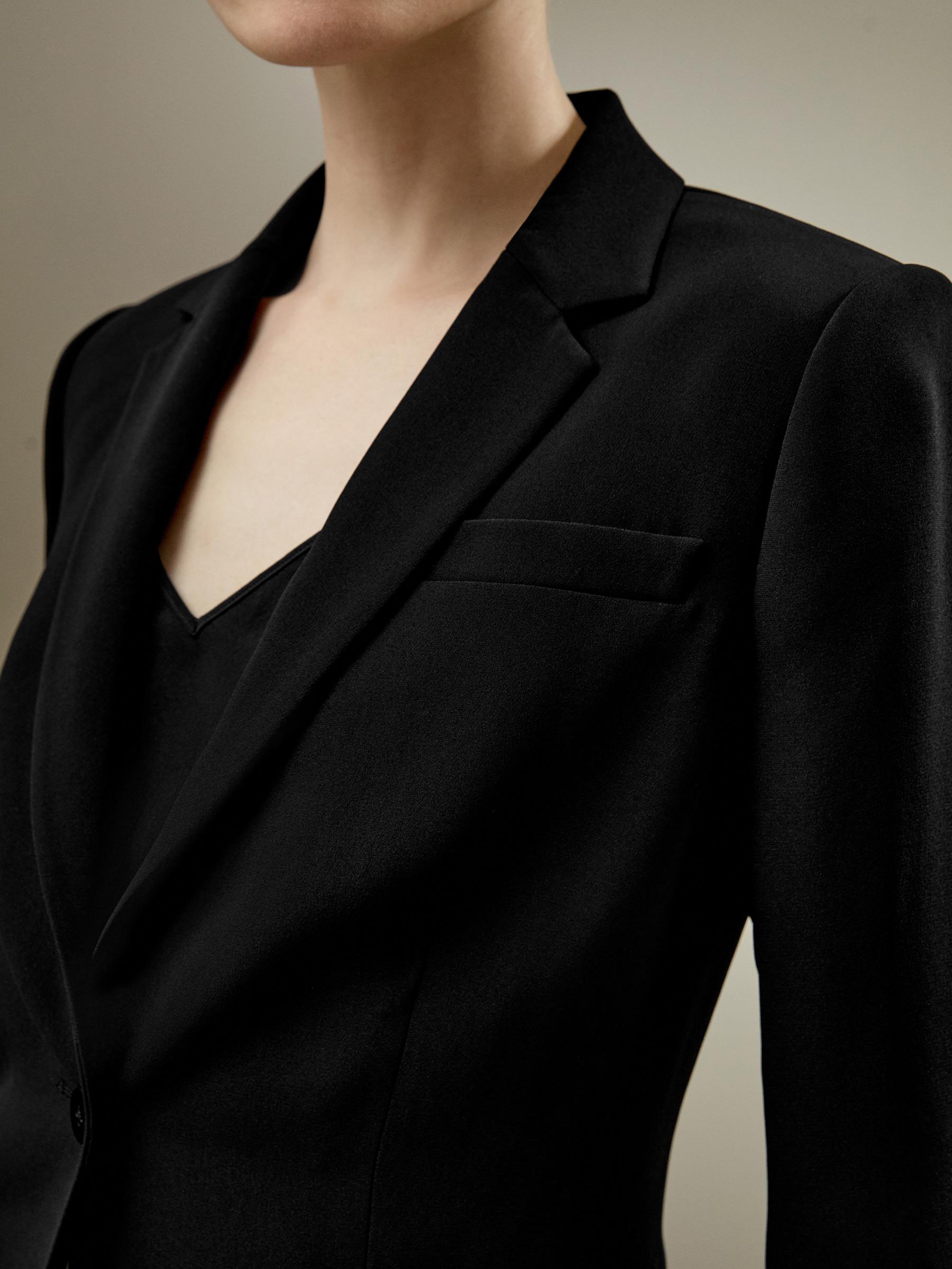 LILYSILK Black Silk Blazer - for Women - Black Mulberry Silk - Wardrobe Must-Have Tailored Silk Tops 14 Product Image