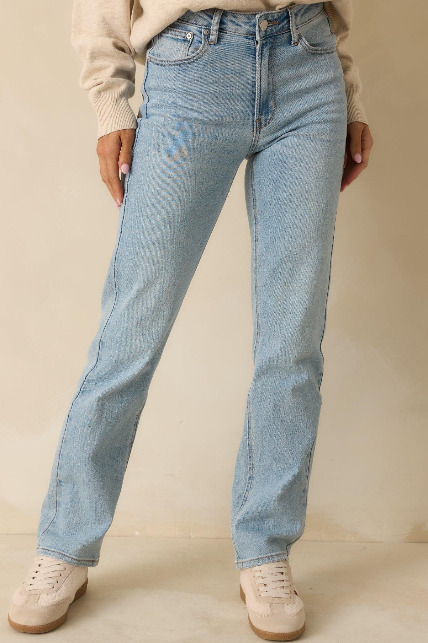 Dusk Enchantment Light Wash Straight Leg Jeans Product Image