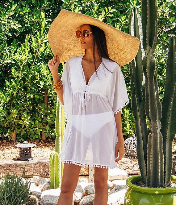 Bleu Rod Beattie Gypset Chiffon V-Neck Caftan Swim Cover Up Product Image