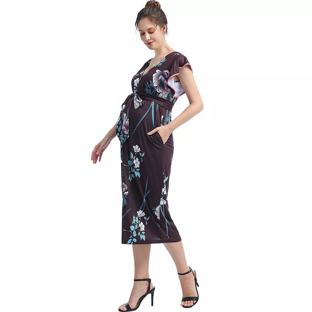 Pokkori Maternity Nursing Belted Midi Dress, Women's,  Product Image