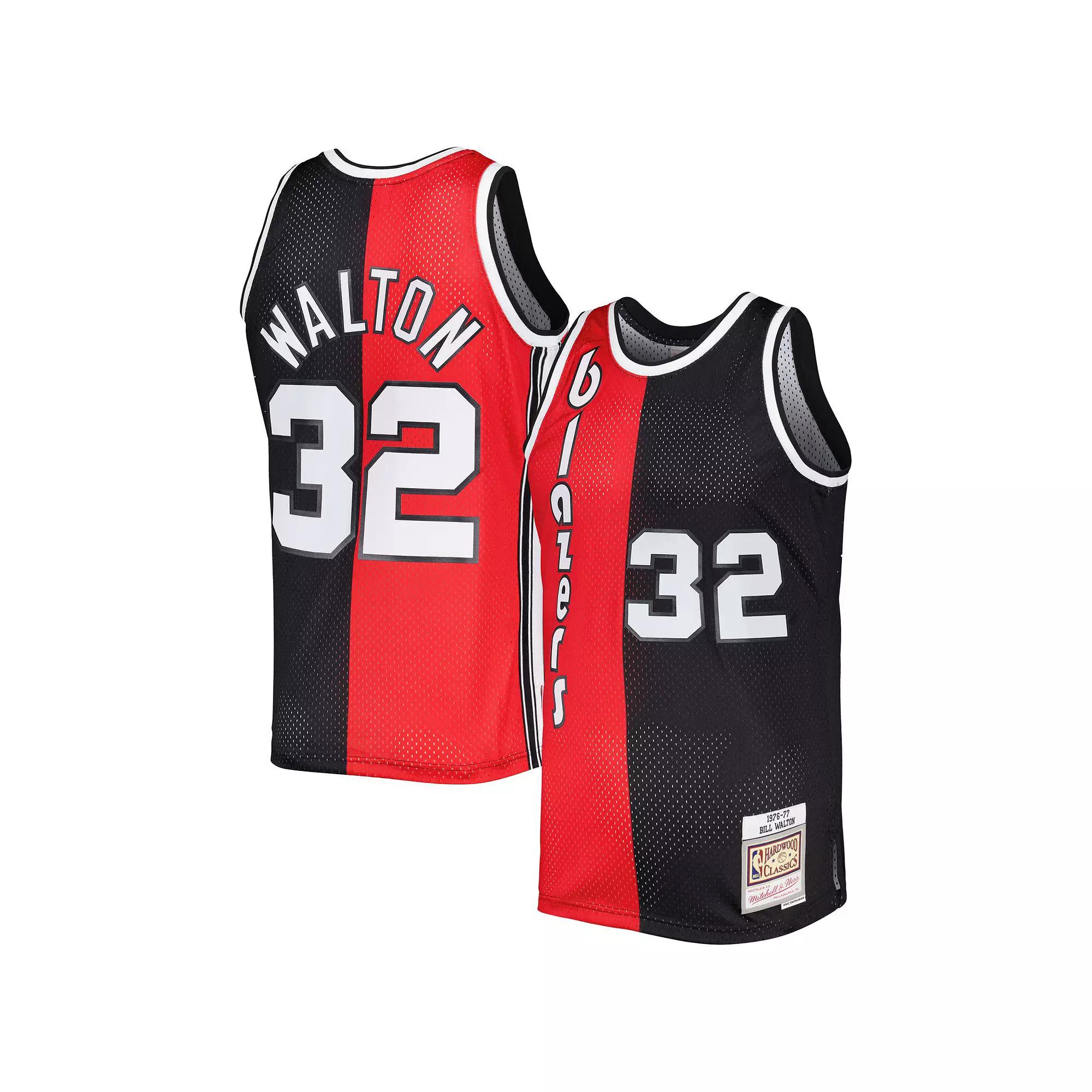 Men's Mitchell & Ness Bill Walton Red/Black Portland Trail Blazers Hardwood Classics 1976/77 Split Swingman Jersey, Size: XL Product Image