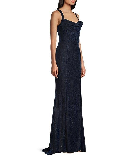 B. Darlin Sweetheart Neck Sleeveless Slit Long Dress Product Image