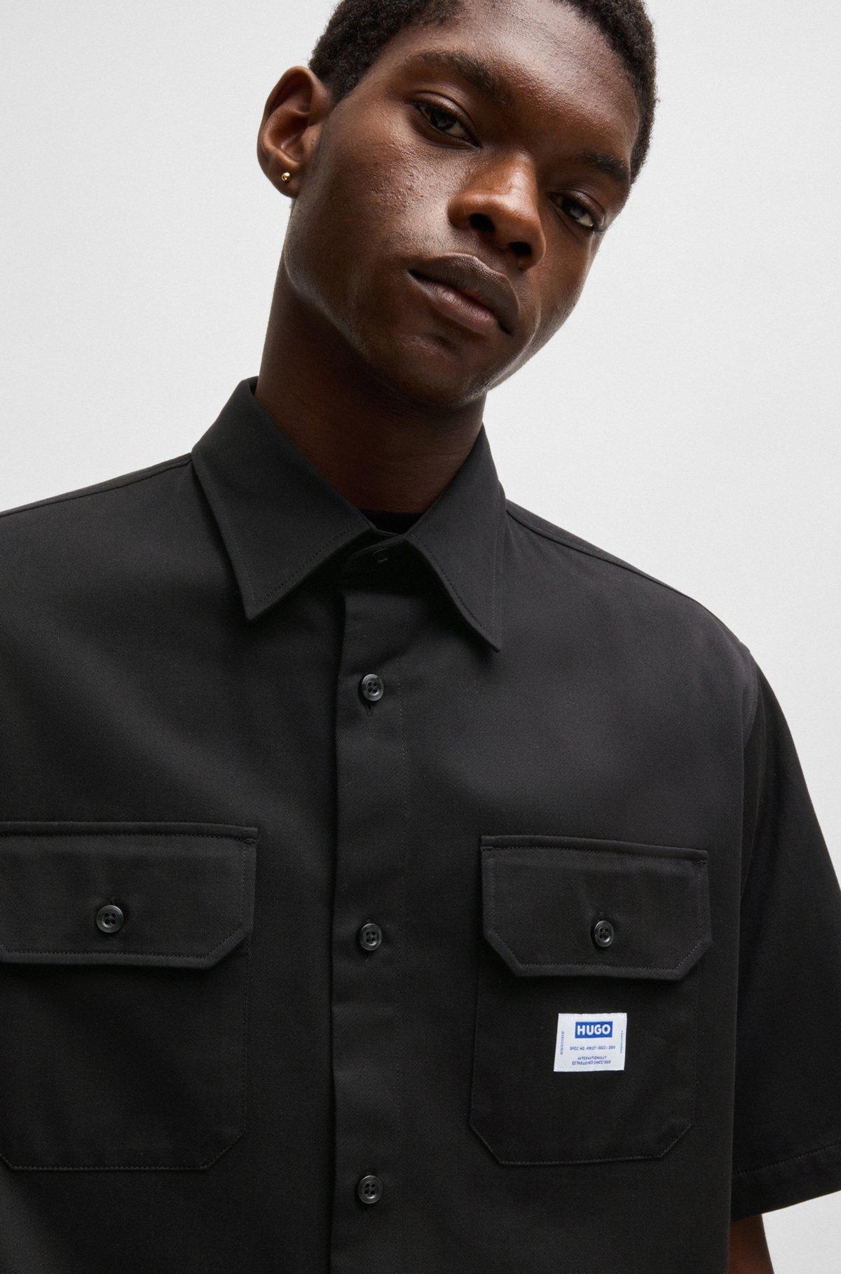 Oversized-fit shirt in cotton twill with zip closure Product Image