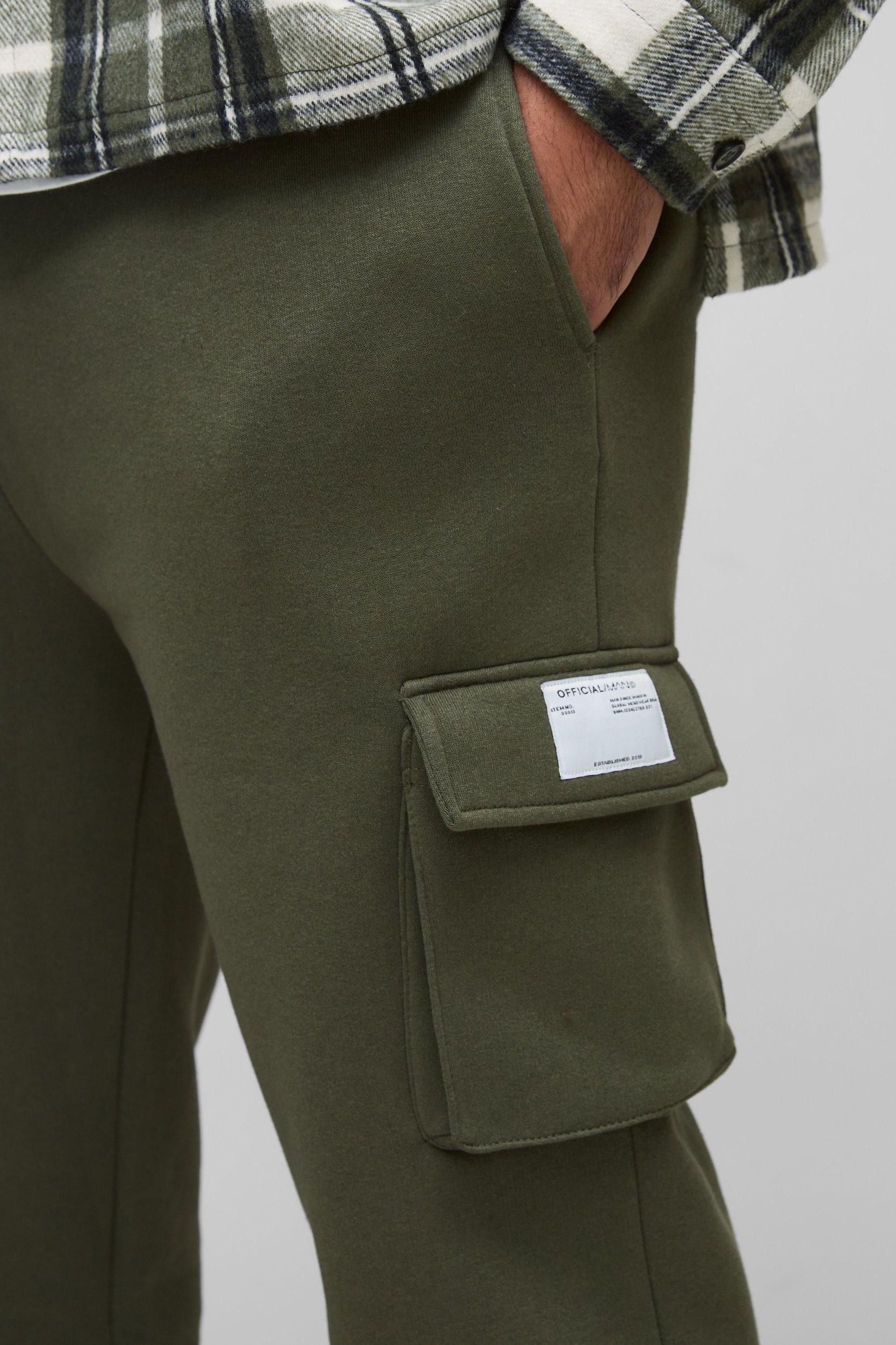 Plus Slim Fit Super Stacked Woven Tab Cargo Sweatpants | boohooMAN USA Product Image