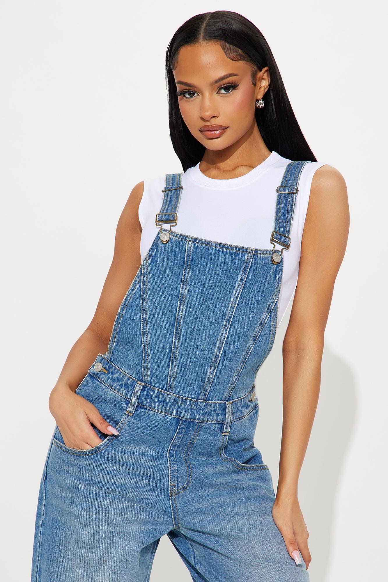 Out Of State Denim Overalls - Medium Wash Product Image