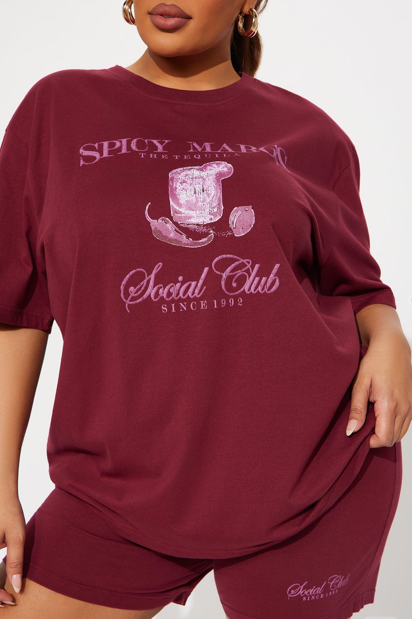 Margs Social Club Short Set - Burgundy Female Product Image